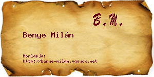 Benye Milán névjegykártya